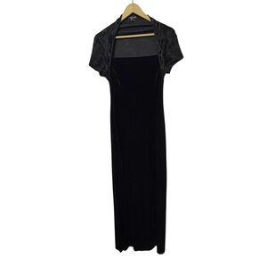 Vintage Y2K My Michelle Size Medium Black Velvet Formal Maxi Dress Whimsigoth